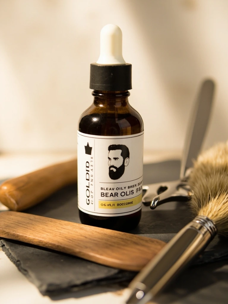 Beard care objects on slate