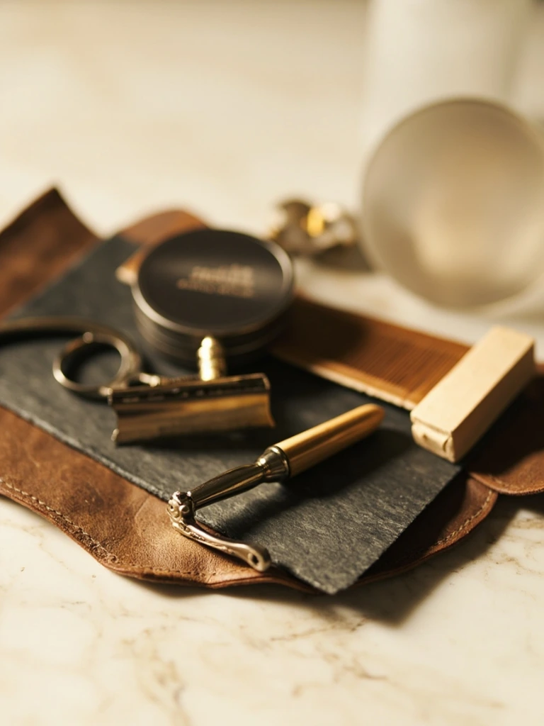 Barber tools on slate